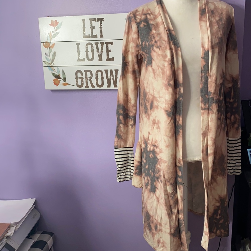7th ray tye dye/stripe cardigan small